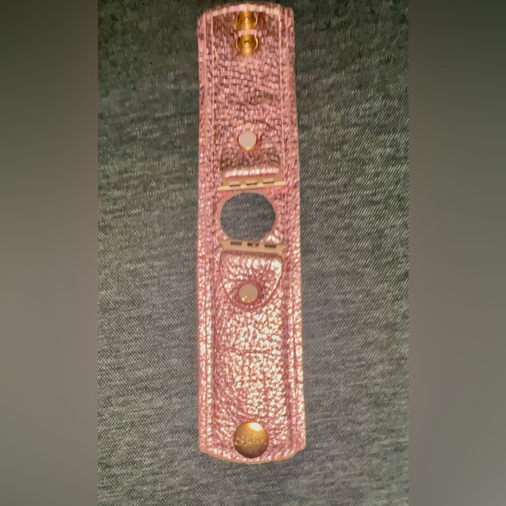 Bubblegum pink cuff leather Apple watch band size small